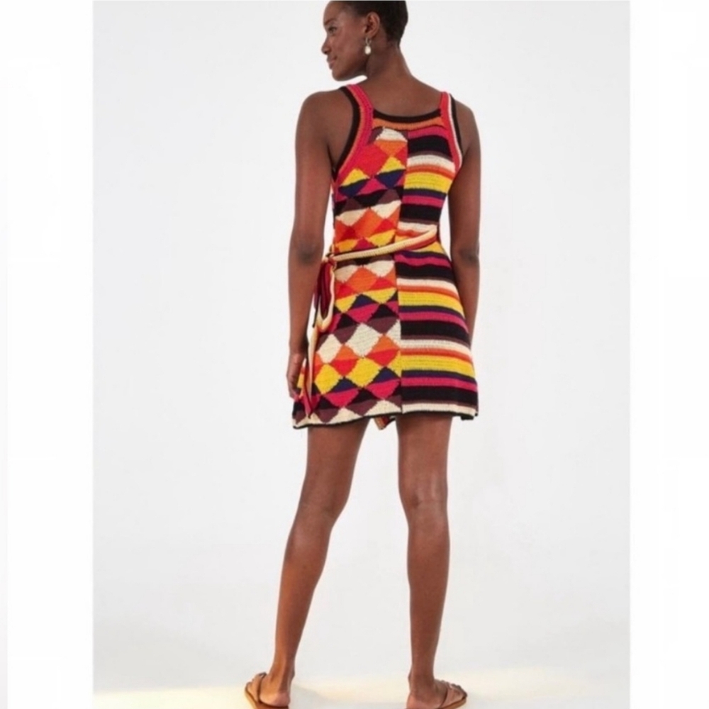 EUC Farm Rio Crochet Wrap Dress Multi size M - Picture 2 of 9